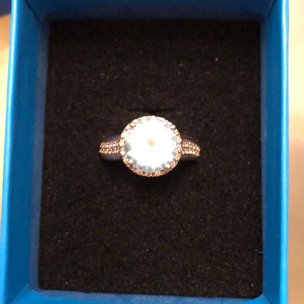 Sterling blue topaz and white topaz size 7 ring